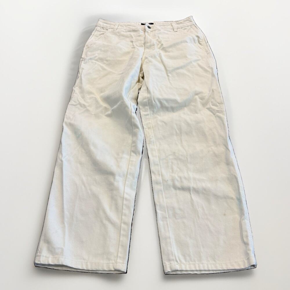 Dickies Womens White Carpenter Utility Workwear Canvas Pants Size 14